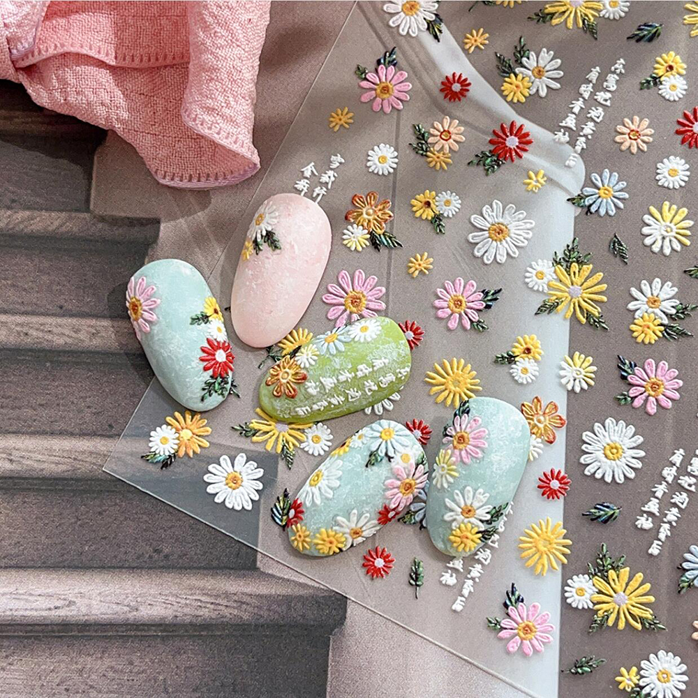 5D Spring White/Pink Embossed  - Nail Art Elegant ulasan dan harga