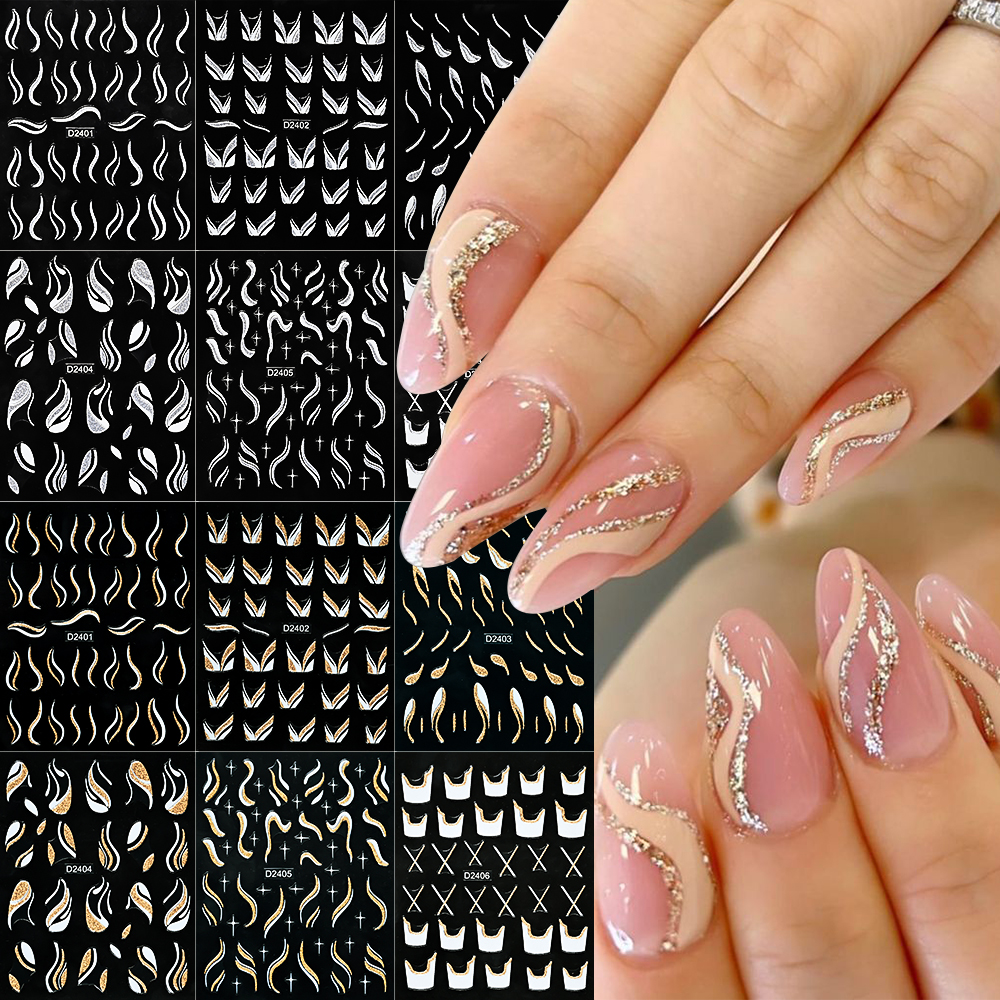 1pcs Gold Glitter French Desig - Nail Art Leopard ulasan dan harga