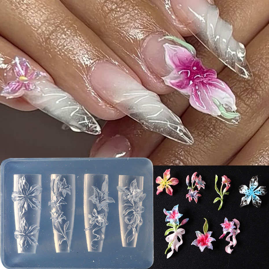 1pcs 3D Elegant Lily Nail Char - Nail Art Elegant ulasan dan harga