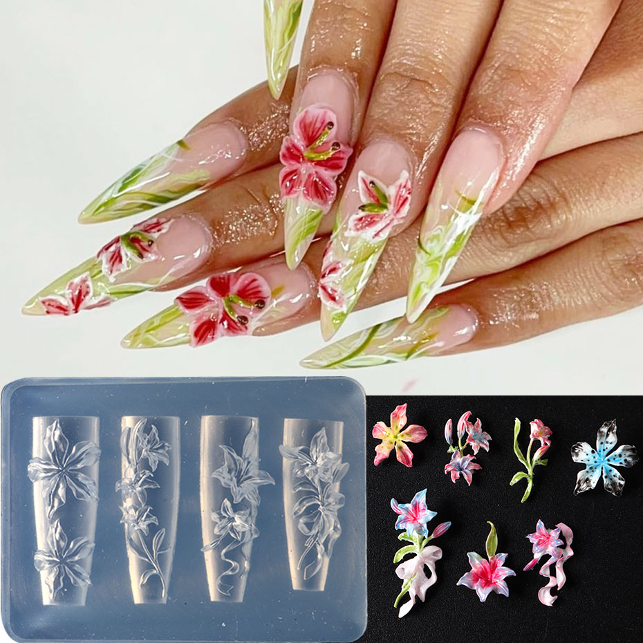 1pcs 3D Elegant Lily Nail Char - Nail Art Elegant ulasan dan harga