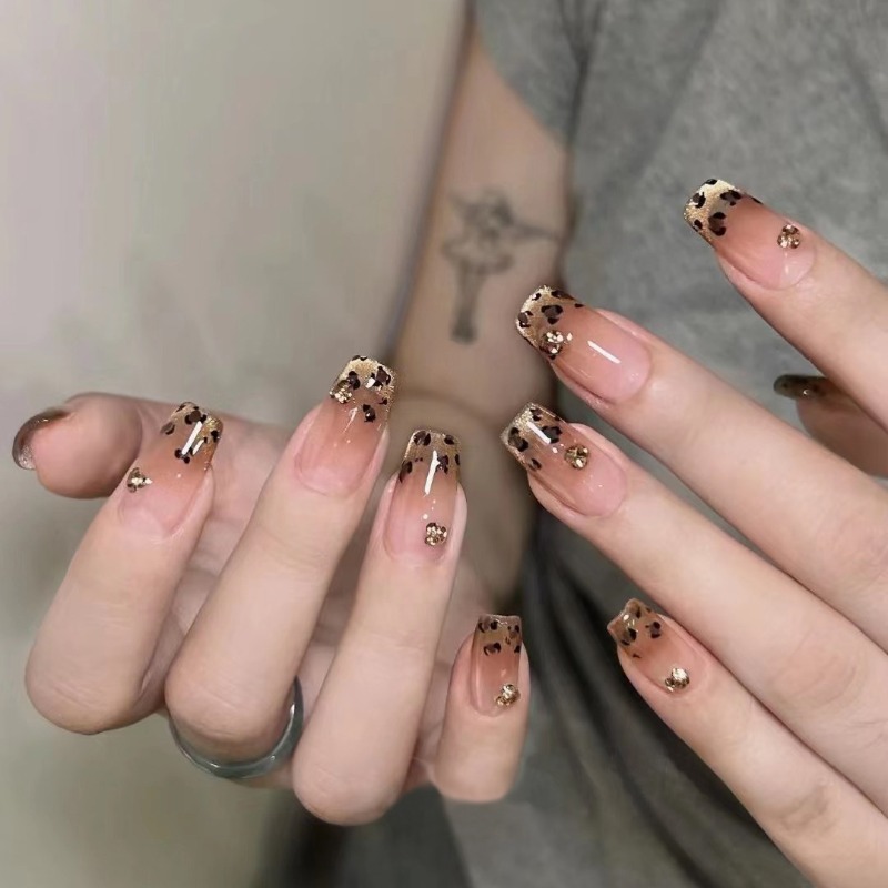 24 Pcs Simple Press Ons Nails  - Nail Art Leopard ulasan dan harga