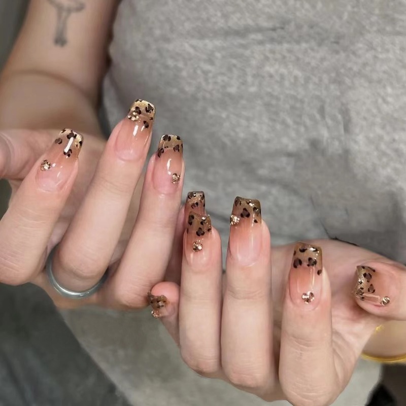 24 Pcs Simple Press Ons Nails  - Nail Art Leopard ulasan dan harga
