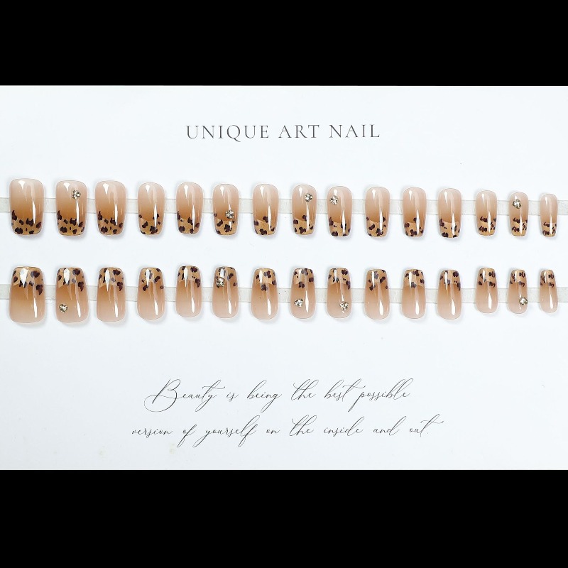 24 Pcs Simple Press Ons Nails  - Nail Art Leopard ulasan dan harga