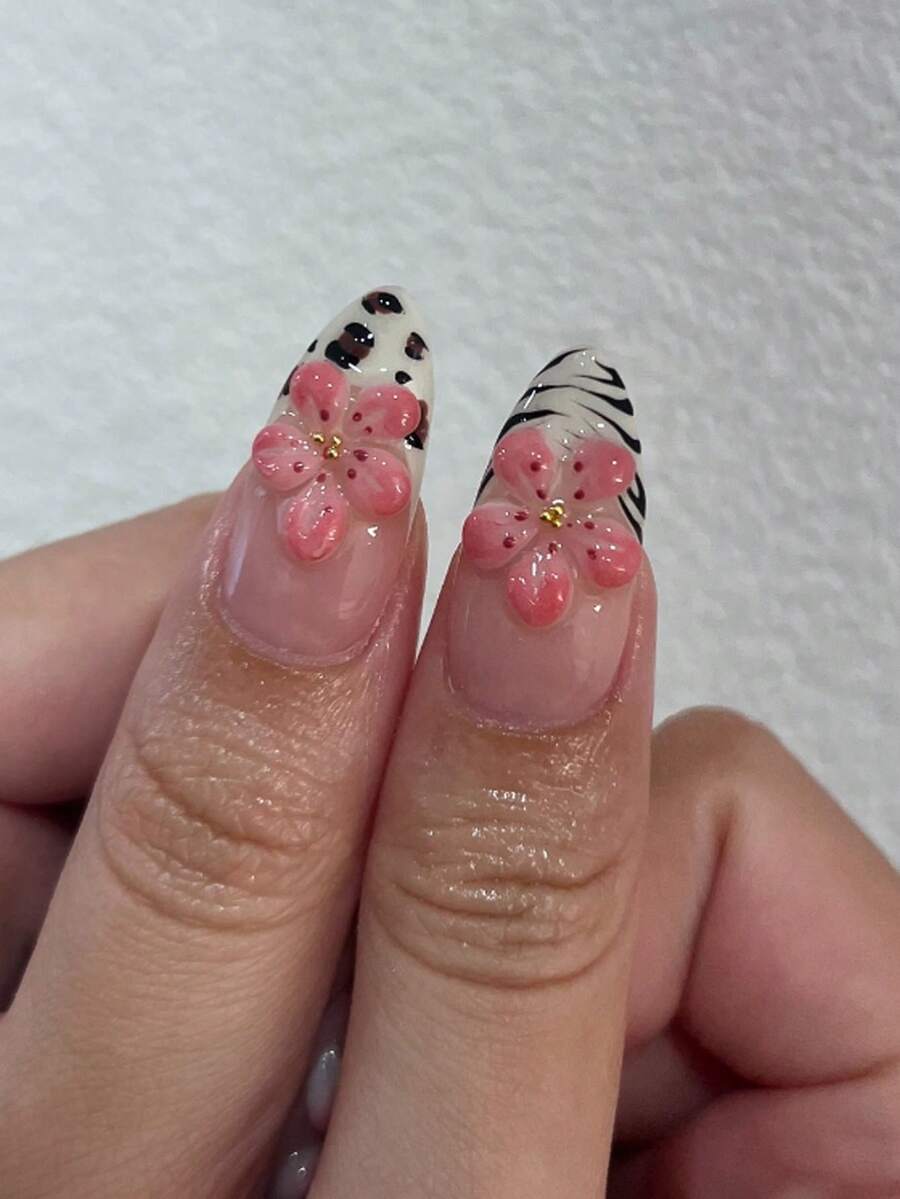 24Pcs/Set Leopard Print French - Nail Art Elegant ulasan dan harga