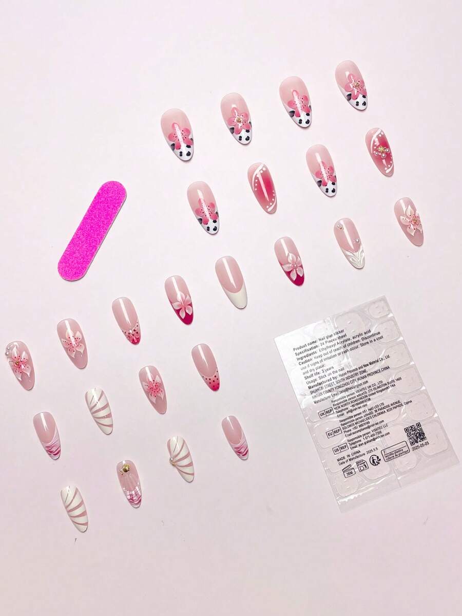 24Pcs/Set Leopard Print French - Nail Art Elegant ulasan dan harga