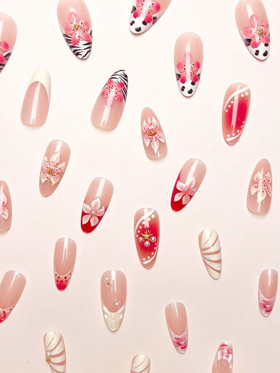24Pcs/Set Leopard Print French - Nail Art Elegant ulasan dan harga