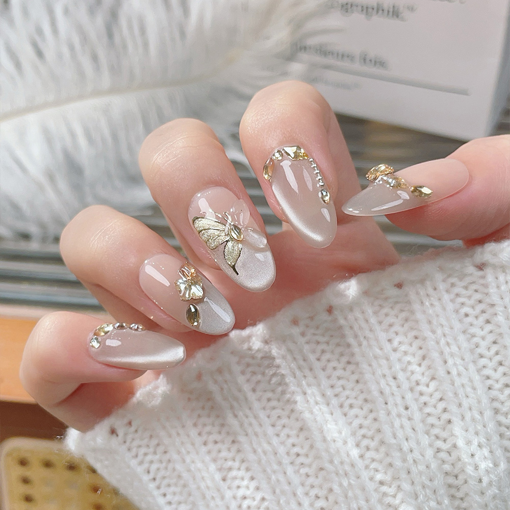 10pcs Medium Oval Handmade Pre - Nail Art Elegant ulasan dan harga