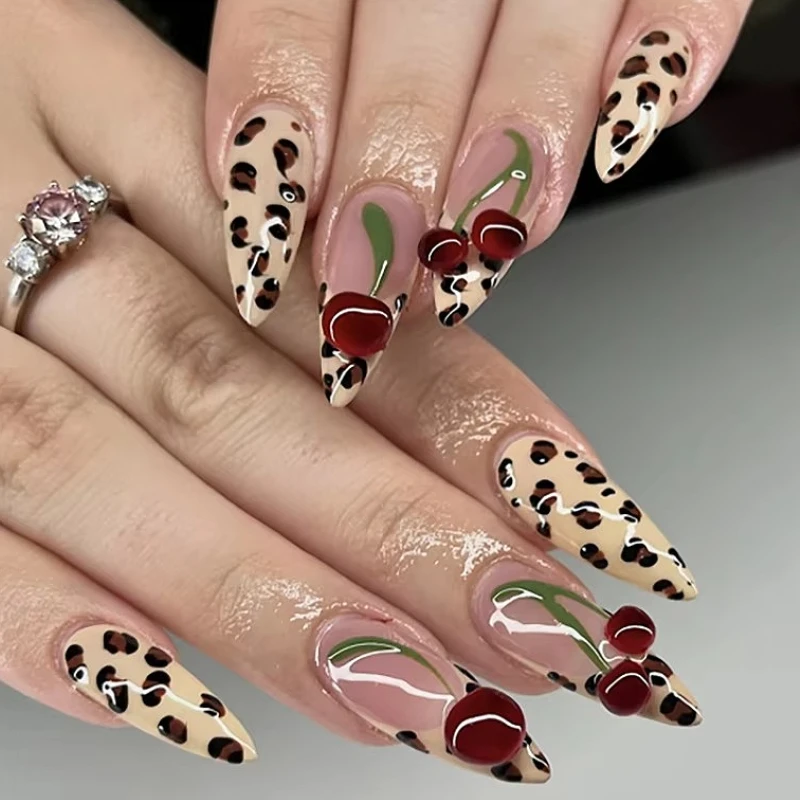 Leopard Print Long Pointed Fak - Nail Art Leopard ulasan dan harga