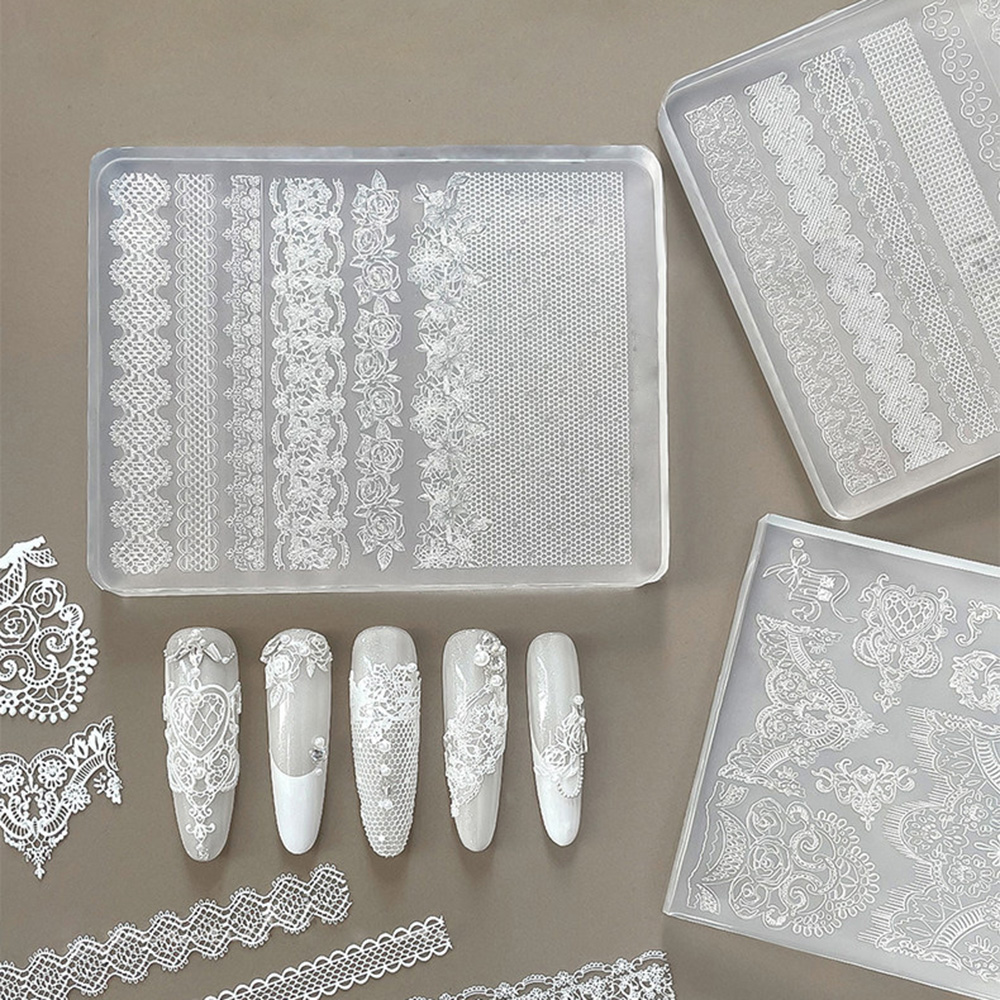 1Pcs 3D Lace Rose Silicone Nai - Nail Art Elegant ulasan dan harga