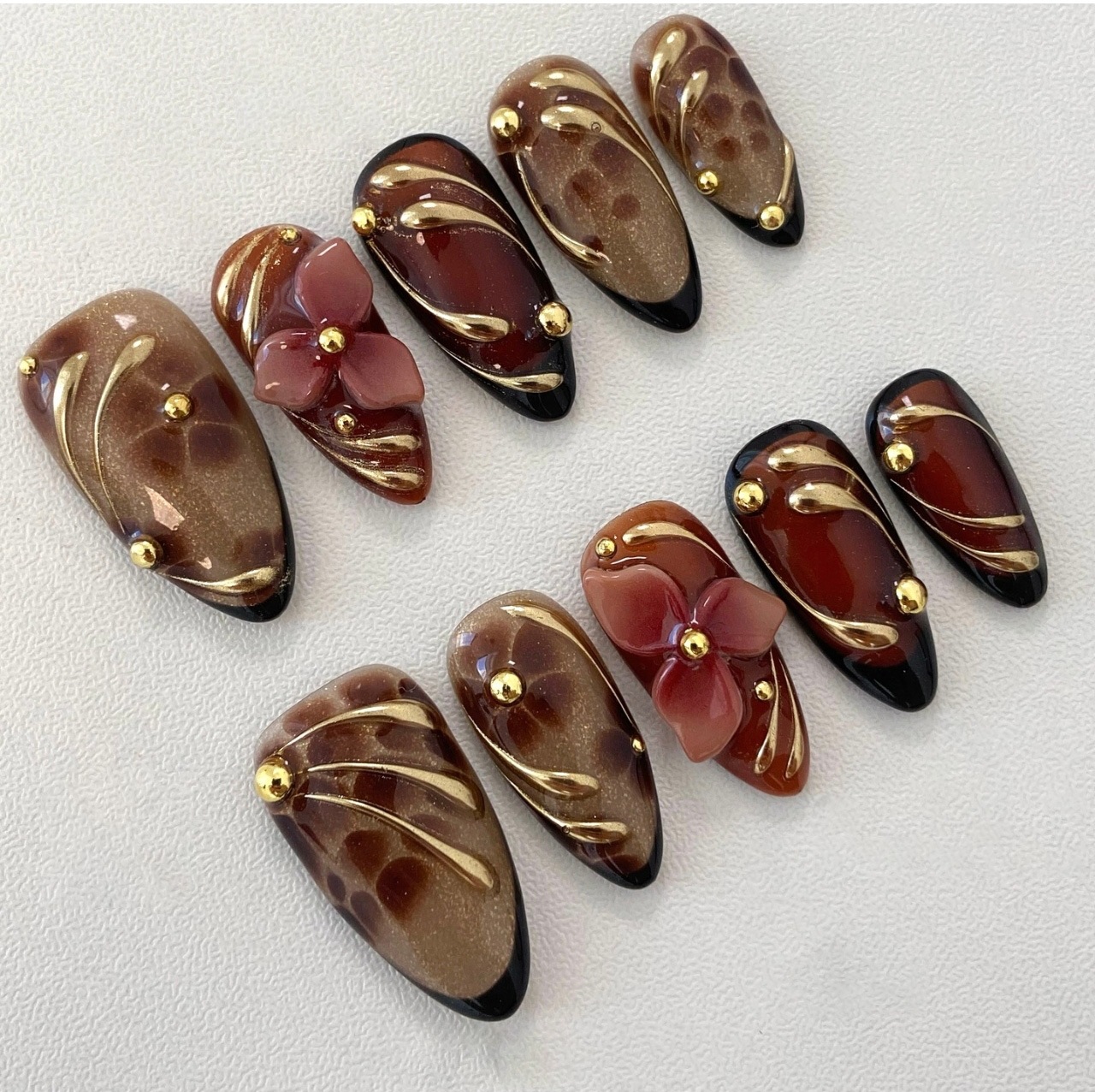 24pcs Leopard Print Brown Nail - Nail Art Leopard ulasan dan harga