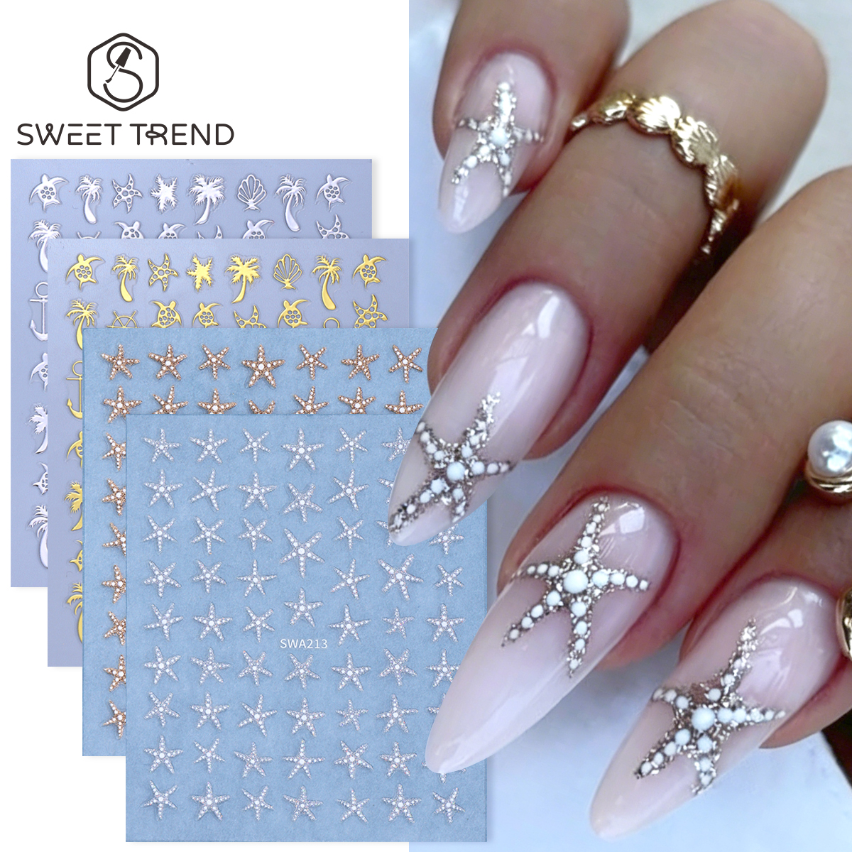 4pcs Bronzing Marine Life Nail - Nail Art Leopard ulasan dan harga