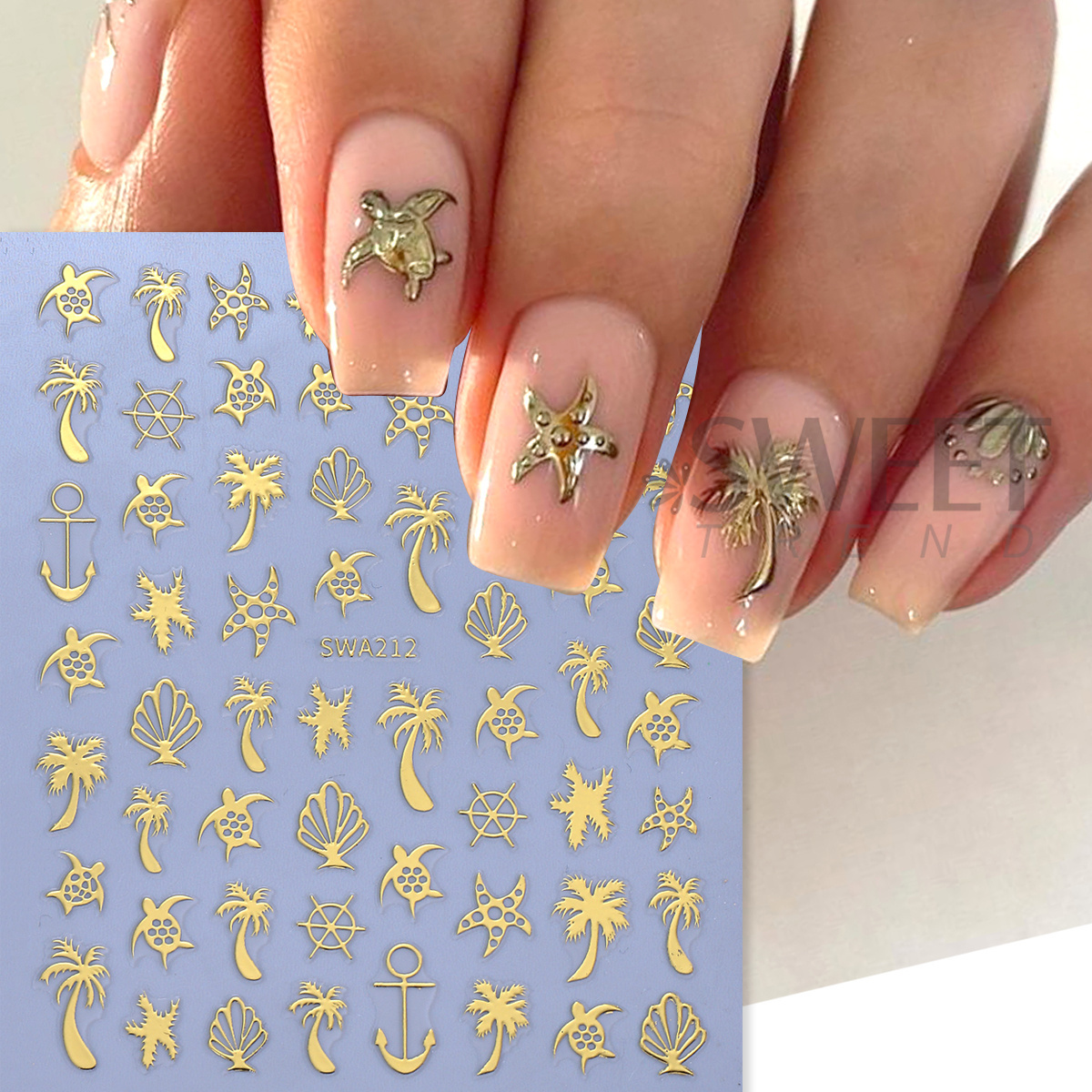 4pcs Bronzing Marine Life Nail - Nail Art Leopard ulasan dan harga