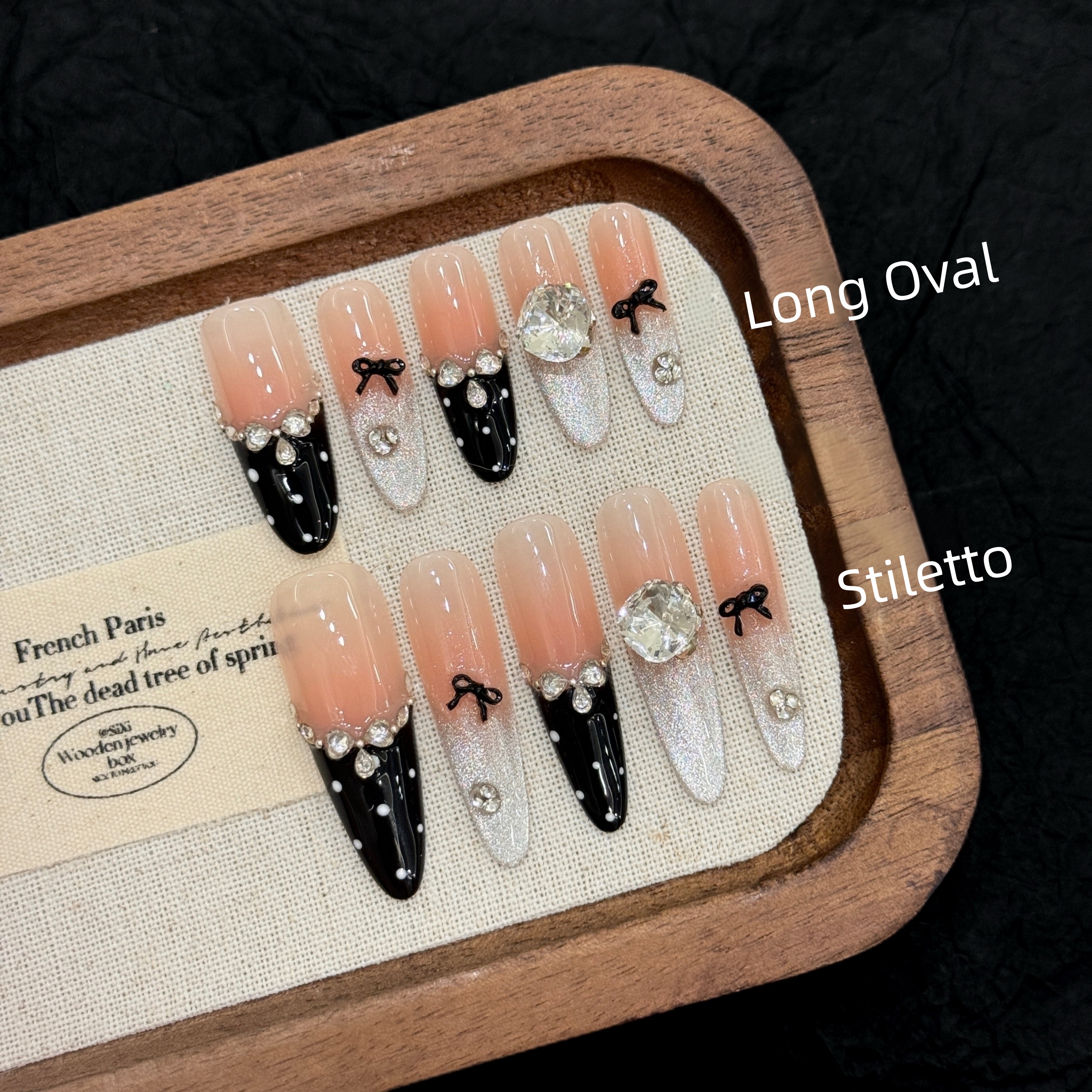 10pcs Handmade Pressed Long Ov - Nail Art Elegant ulasan dan harga