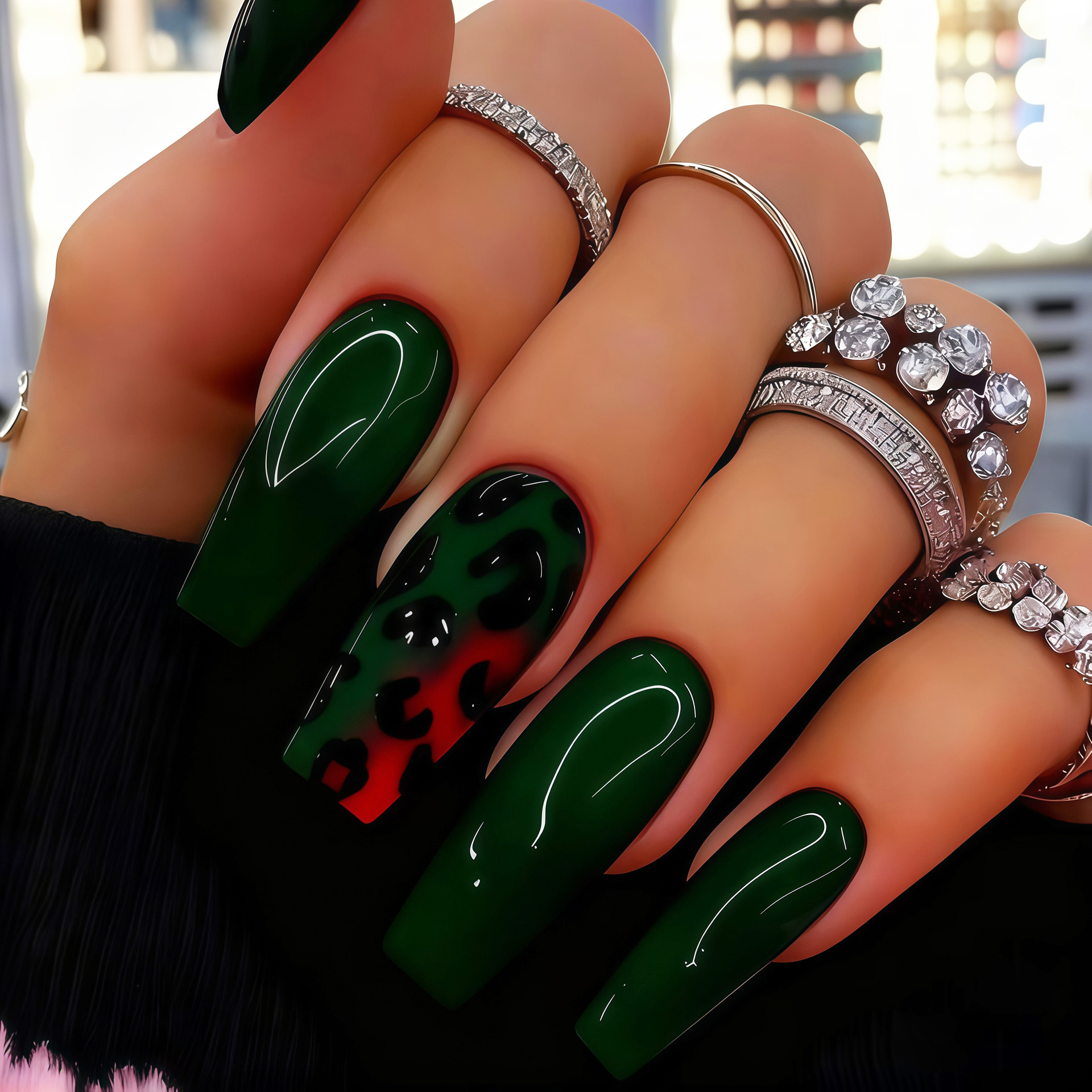 Medium fake nails tips for wom - Nail Art Leopard ulasan dan harga