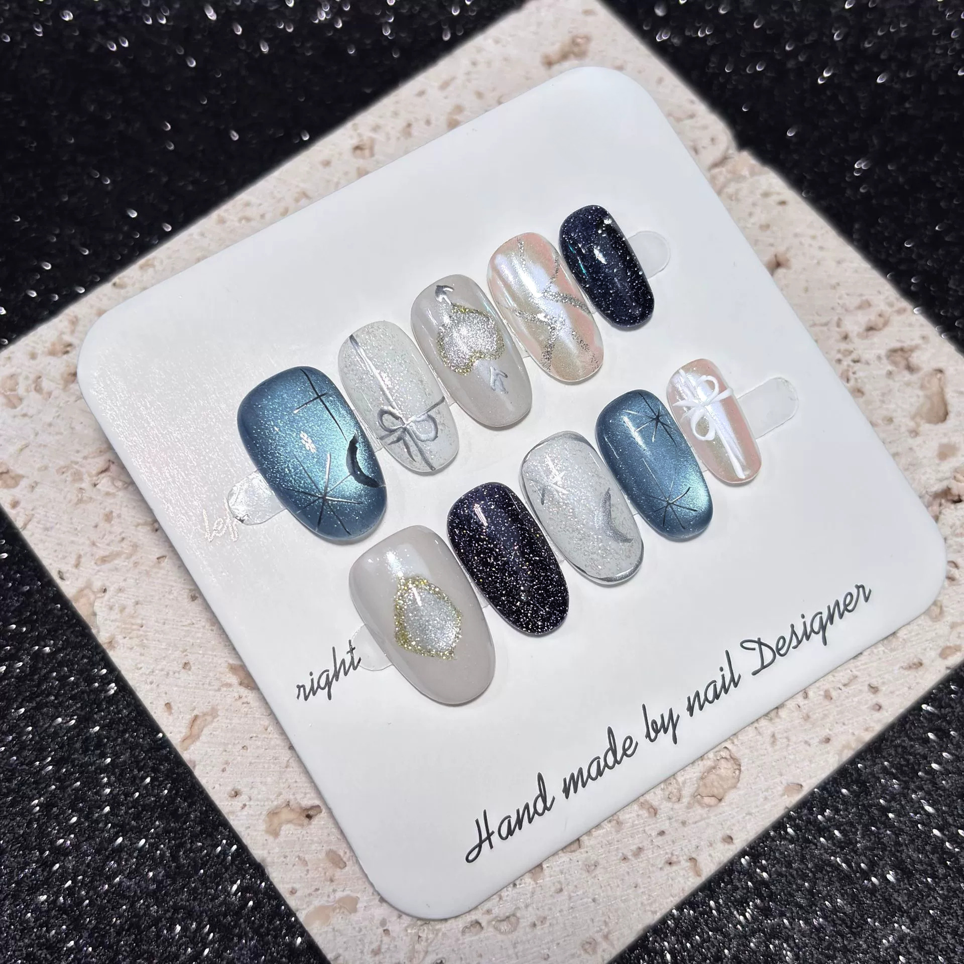 10Pcs Short Oval Black Color H - Nail Art Elegant ulasan dan harga