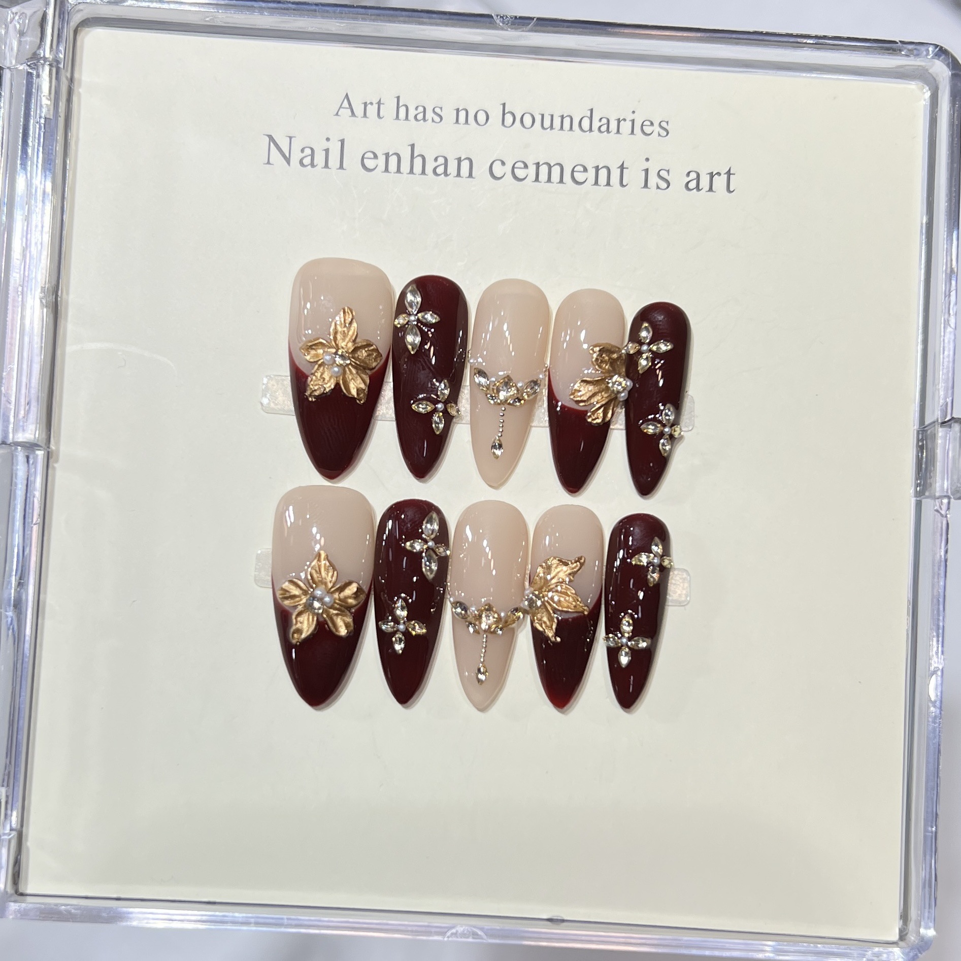 10Pcs Handmade Elegant French  - Nail Art Elegant ulasan dan harga