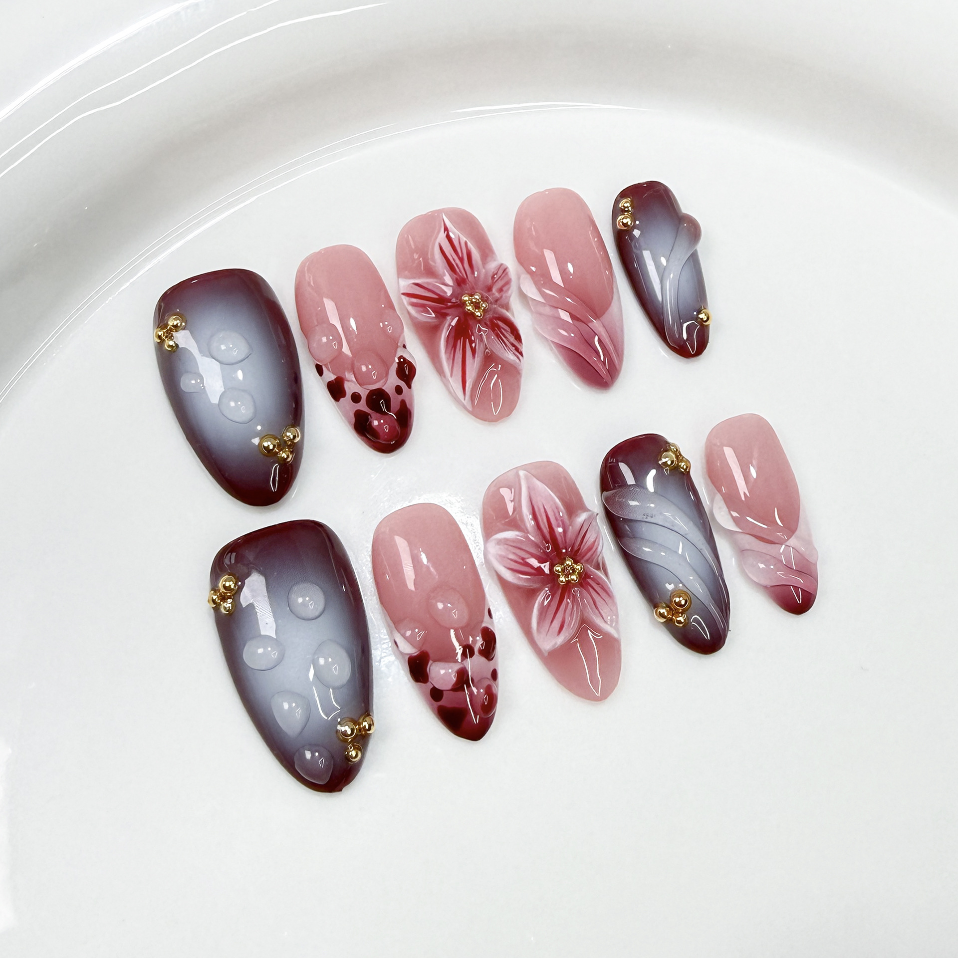 10Pcs Handmade Elegant French  - Nail Art Elegant ulasan dan harga
