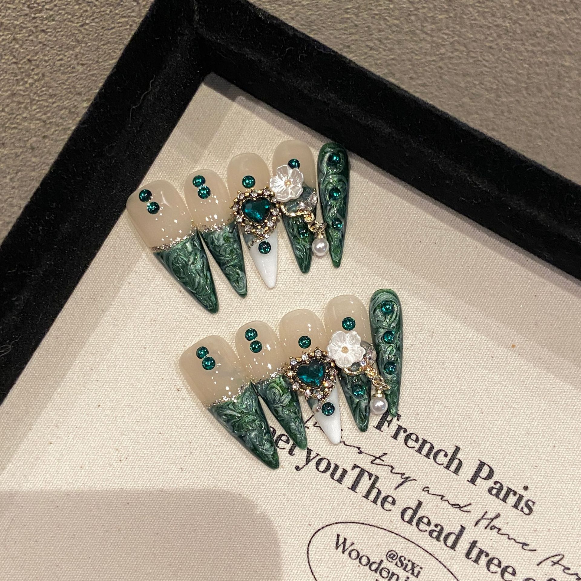 10Pcs Handmade Elegant French  - Nail Art Elegant ulasan dan harga
