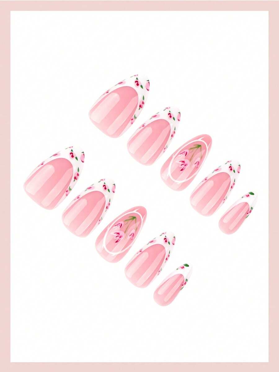 24pcs Medium White French Stil - Nail Art Elegant ulasan dan harga