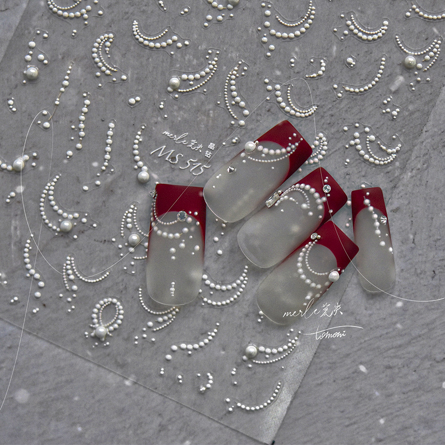 1pcs White 5D Pearl Lace Wave  - Nail Art Elegant ulasan dan harga